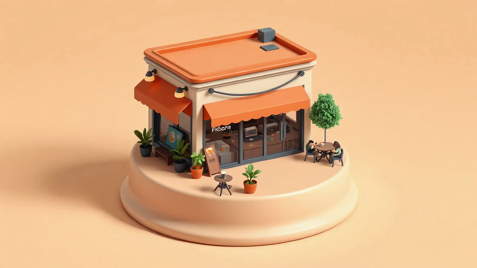 Cafeteria de esquina em miniatura